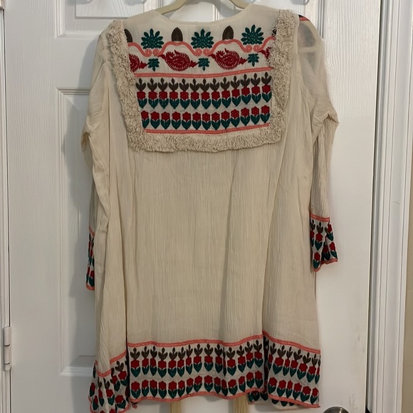 Embroidered Jacket Kimono Boho Style with Tassels Size S - Picture 3 of 7